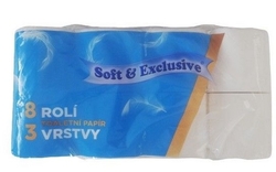 Toaletní papír Soft a Exclusive bílý 3-vrstvý 8ks 