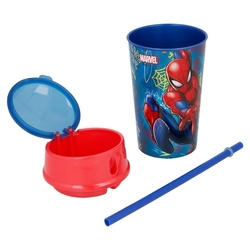 Pohár na pití SPIDERMAN svačinka s brčkem 400ml