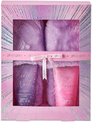 Style & Grace Glitz & Glam Slipper Gift Set - 150ml Body Wash, 150ml Body Lotion 150ml, Fluffy Slippers