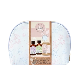 Style & Grace Kind Cosmetic Bag Set - 100ml Body Wash, 100ml Body Lotion, 100g Bath Salt, Cosmetic Bag