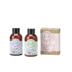 Style & Grace Kind Cosmetic Bag Set - 100ml Body Wash, 100ml Body Lotion, 100g Bath Salt, Cosmetic Bag